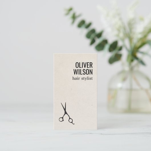 Minimalist Texture Beige Black Bold Hair Salon 名刺 (スタンド正面)