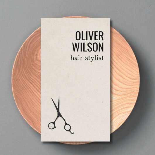 Minimalist Texture Beige Black Bold Hair Salon 名刺