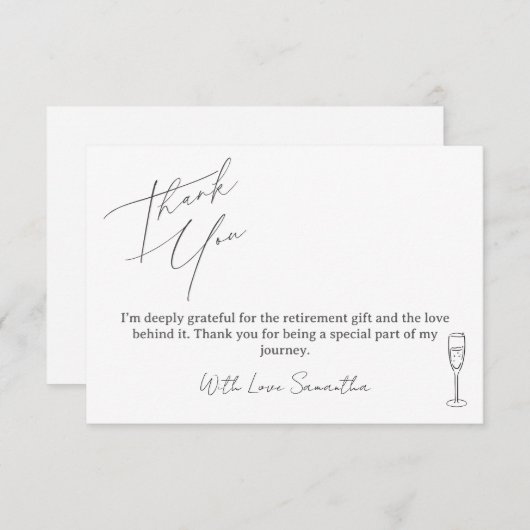Minimalist Thank You Card For Retirement Gifts (正面/裏面)