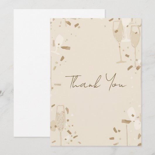 Minimalist Thank You Card | Modern Beige & Ivory 招待状 (正面/裏面)
