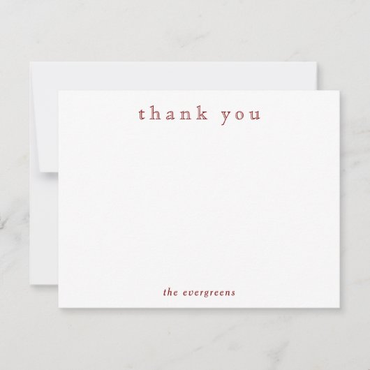 Minimalist Thank You Couples or Family Deep Red ノートカード (正面)
