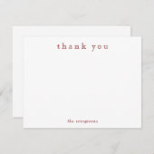 Minimalist Thank You Couples or Family Deep Red ノートカード (正面/裏面)