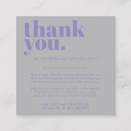 Minimalist Thank You Lavender Silver エンクロージャーカード