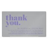Minimalist Thank You note left Lavender Silver マグネット名刺 (正面)