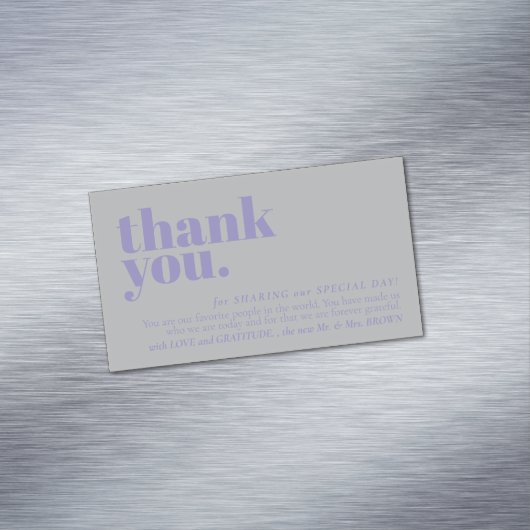 Minimalist Thank You note left Lavender Silver マグネット名刺 (インサイチュ)