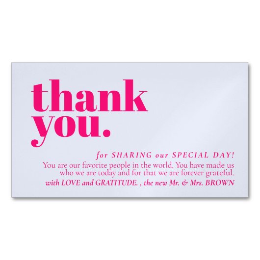 Minimalist Thank You note left Lilac Pink マグネット名刺 (正面)