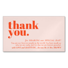 Minimalist Thank You note left Orange Pink マグネット名刺