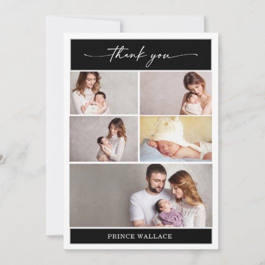 Minimalist Thank You Photo Baby Announcement Card 招待状 (正面)