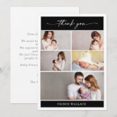 Minimalist Thank You Photo Baby Announcement Card 招待状 (正面/裏面)