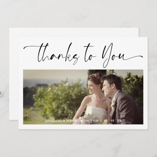 Minimalist Thanks to You Custom Photo Wedding (正面/裏面)