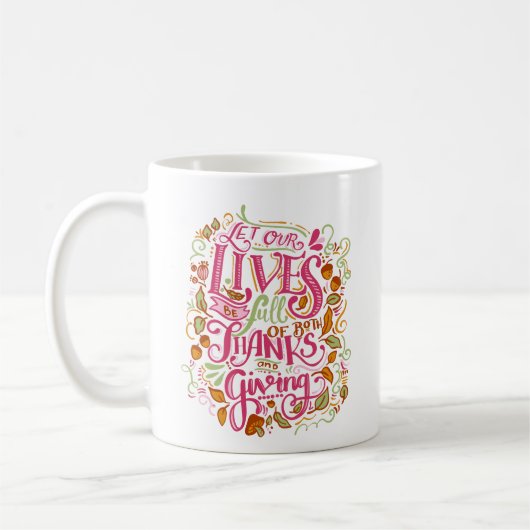 Minimalist Thanksgiving Warmth Kindness Festive コーヒーマグカップ (左)