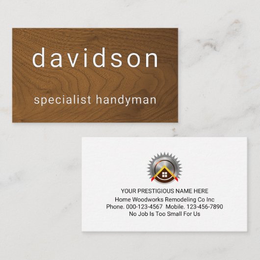 Minimalist Timber Wood Interior Design 名刺 (正面/裏面)