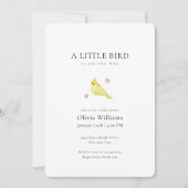 Minimalist Tiny Floral Bird Baby Shower  招待状 (正面)