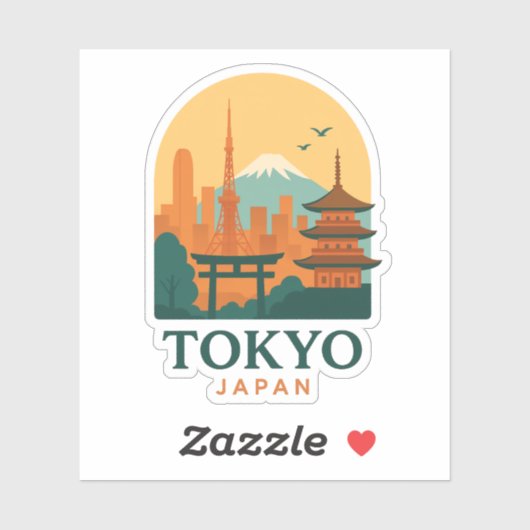 Minimalist Tokyo Japan Magnet Sticker – Modern  シール (シート)