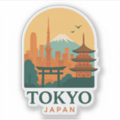 Minimalist Tokyo Japan Magnet Sticker – Modern  シール (正面)
