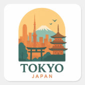 Minimalist Tokyo Japan Travel Souvenir Magnet  スクエアシール (正面)