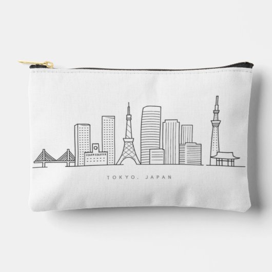 Minimalist Tokyo Skyline Illustration アクセサリーポーチ (正面)