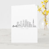 Minimalist Tokyo Skyline Illustration カード (黄色い花)