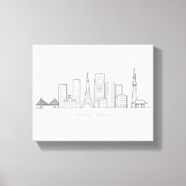 Minimalist Tokyo Skyline Illustration キャンバスプリント