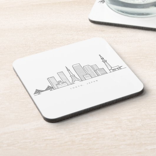Minimalist Tokyo Skyline Illustration コースター (左側)
