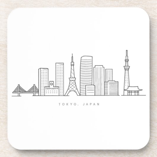 Minimalist Tokyo Skyline Illustration コースター (正面)