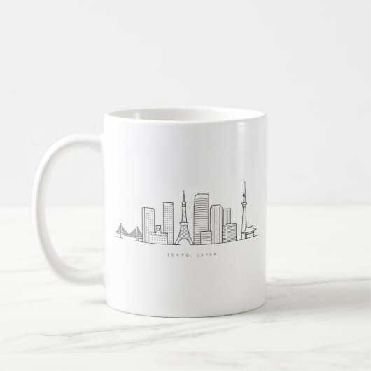 Minimalist Tokyo Skyline Illustration コーヒーマグカップ (左)