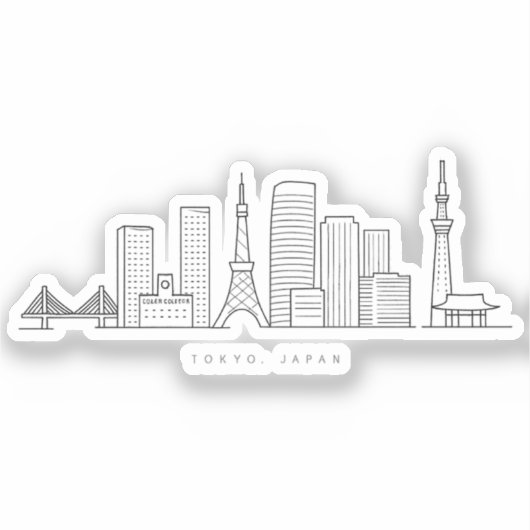 Minimalist Tokyo Skyline Illustration シール (正面)