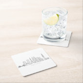 Minimalist Tokyo Skyline Illustration スクエアペーパーコースター (インサイチュ)