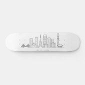 Minimalist Tokyo Skyline Illustration スケートボード (横)
