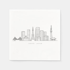 Minimalist Tokyo Skyline Illustration スタンダードカクテルナプキン