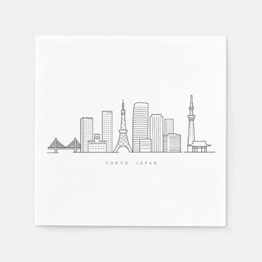 Minimalist Tokyo Skyline Illustration スタンダードカクテルナプキン (正面)