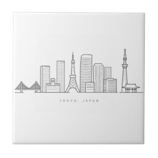 Minimalist Tokyo Skyline Illustration タイル