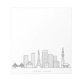 Minimalist Tokyo Skyline Illustration ノートパッド