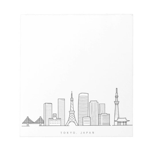 Minimalist Tokyo Skyline Illustration ノートパッド (正面)