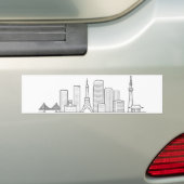 Minimalist Tokyo Skyline Illustration バンパーステッカー (車上)