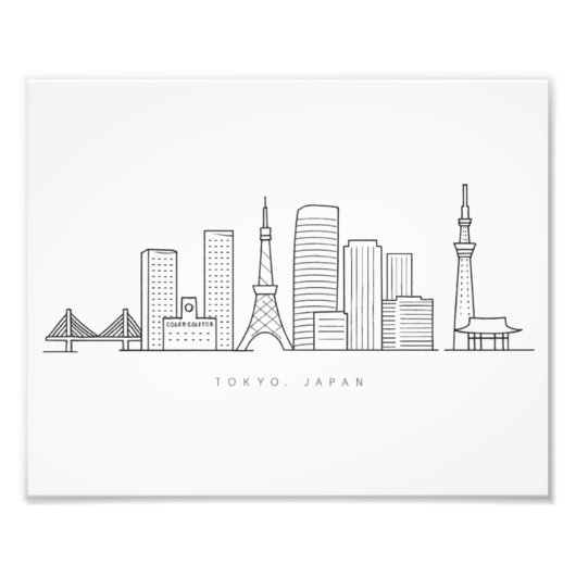 Minimalist Tokyo Skyline Illustration フォトプリント (正面)