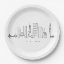 Minimalist Tokyo Skyline Illustration ペーパープレート