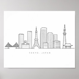 Minimalist Tokyo Skyline Illustration ポスター