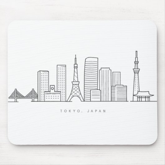 Minimalist Tokyo Skyline Illustration マウスパッド (正面)