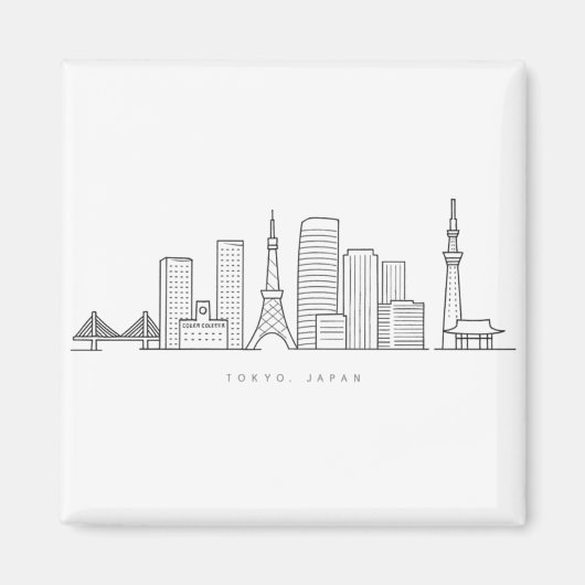 Minimalist Tokyo Skyline Illustration マグネット (正面)