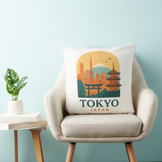 Minimalist Tokyo Travel Throw Pillow – Modern  クッション (椅子)