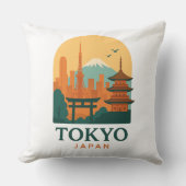 Minimalist Tokyo Travel Throw Pillow – Modern  クッション (正面)
