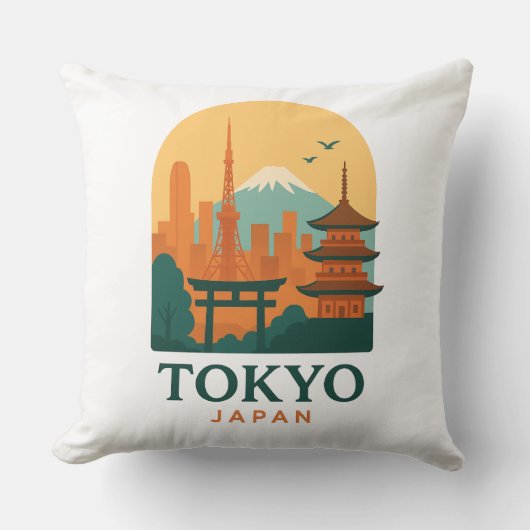Minimalist Tokyo Travel Throw Pillow – Modern クッション (正面)
