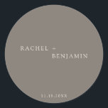 Minimalist Traditional Simple Taupe Ivory wedding  ラウンドシール<br><div class="desc">Simple,  minimalist taupe ivory wedding sticker or label.</div>