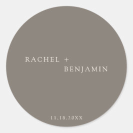Minimalist Traditional Simple Taupe Ivory wedding  ラウンドシール