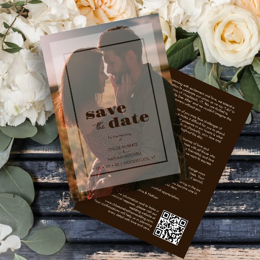 Minimalist Transparency Vellum Effect Photo Card セーブザデート