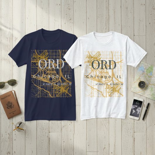 Minimalist Travel City | ORD Chicago Airport Code  Tシャツ