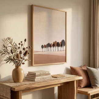Minimalist Tree Line Wall Art for Living Room Deco ポスター