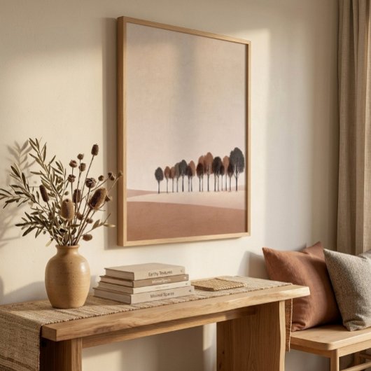 Minimalist Tree Line Wall Art for Living Room Deco ポスター