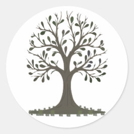🌳 Minimalist Tree of Life Sticker - Modern Nature ラウンドシール